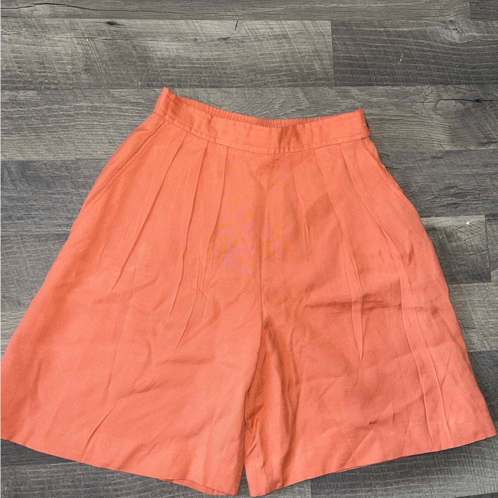 High-Waisted Shorts – 90% Rayon, 10% Linen, Orange (Perfect for Fall)